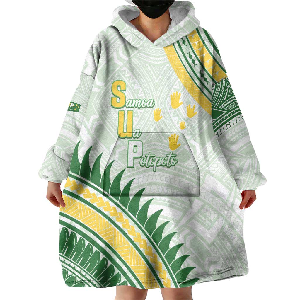 Personalised Samoa Ua Potopoto Wearable Blanket Hoodie SUP Est 2025 Samoan Pattern LT14 - Polynesian Pride