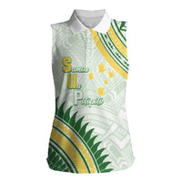 Personalised Samoa Ua Potopoto Women Sleeveless Polo Shirt SUP Est 2025 Samoan Pattern LT14 Female White - Polynesian Pride