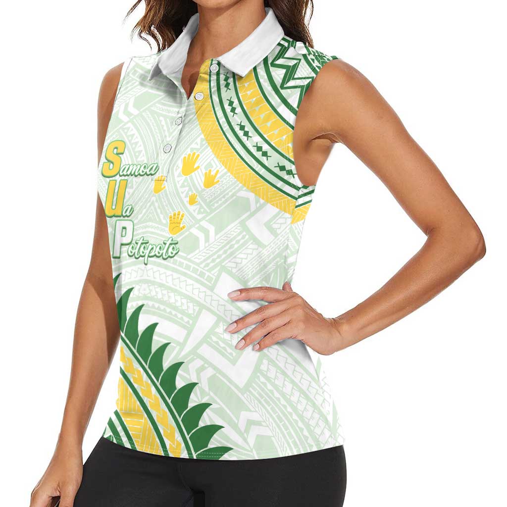 Personalised Samoa Ua Potopoto Women Sleeveless Polo Shirt SUP Est 2025 Samoan Pattern LT14 - Polynesian Pride