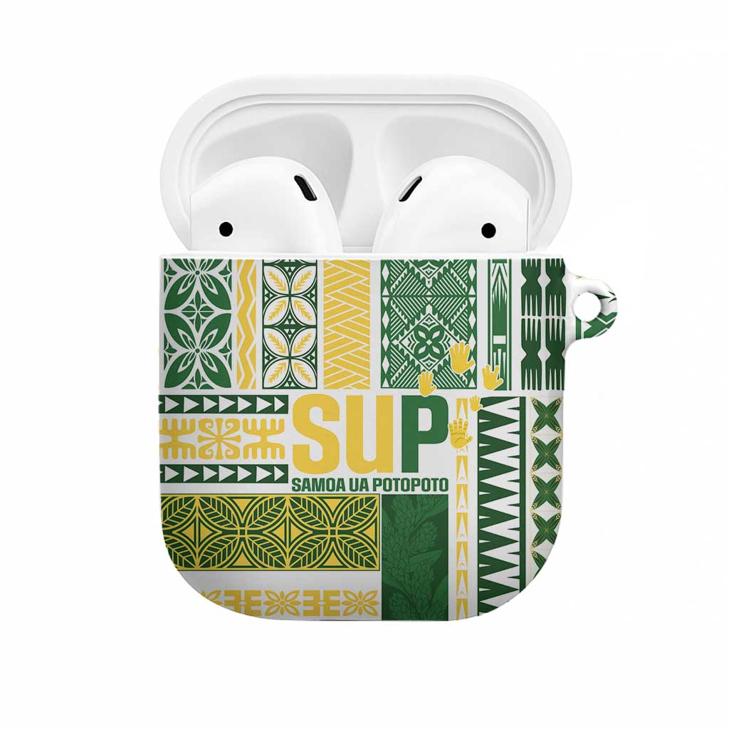 Samoa Uniting Party AirPods Case SUP Est 2025 Siapo Pattern LT14 White - Polynesian Pride