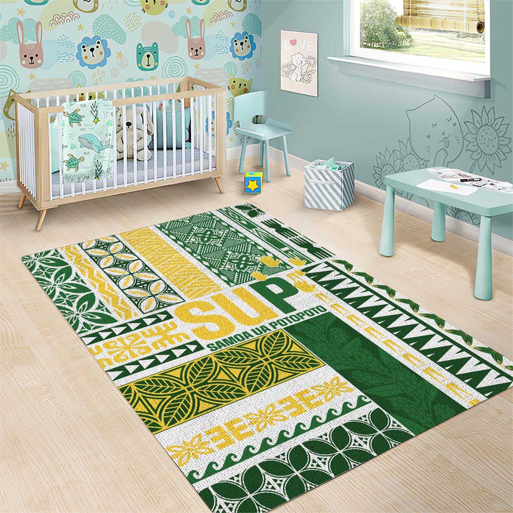 Samoa Uniting Party Area Rug SUP Est 2025 Siapo Pattern - Polynesian Pride