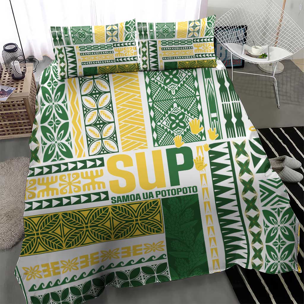 Samoa Uniting Party Bedding Set SUP Est 2025 Siapo Pattern - Polynesian Pride