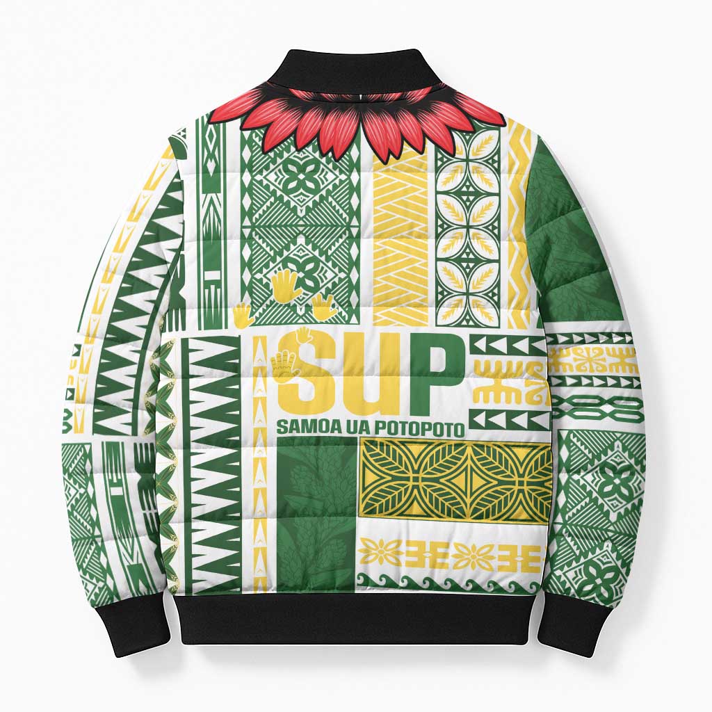 Samoa Uniting Party Bomber Puffer Jacket SUP Est 2025 Siapo Pattern LT14 - Polynesian Pride