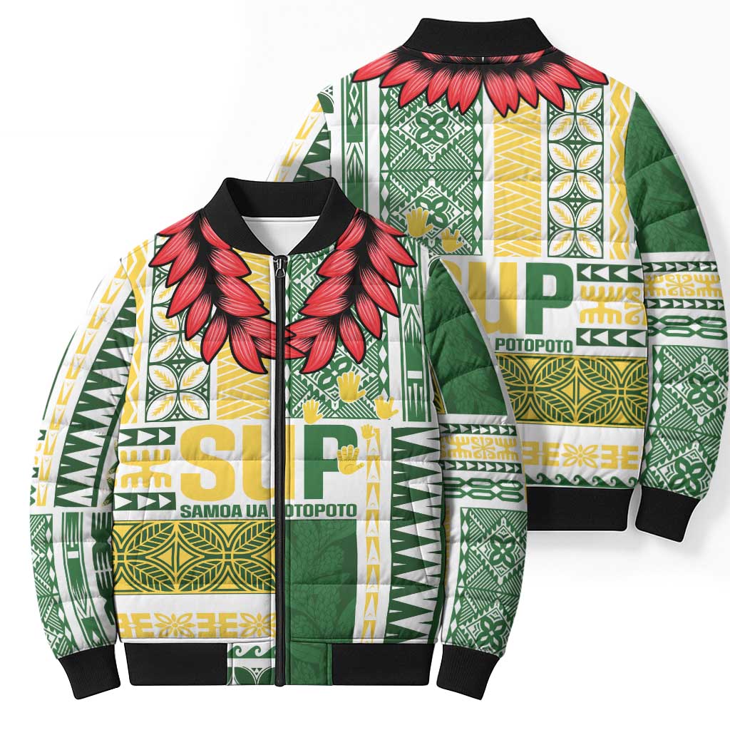 Samoa Uniting Party Bomber Puffer Jacket SUP Est 2025 Siapo Pattern LT14 - Polynesian Pride