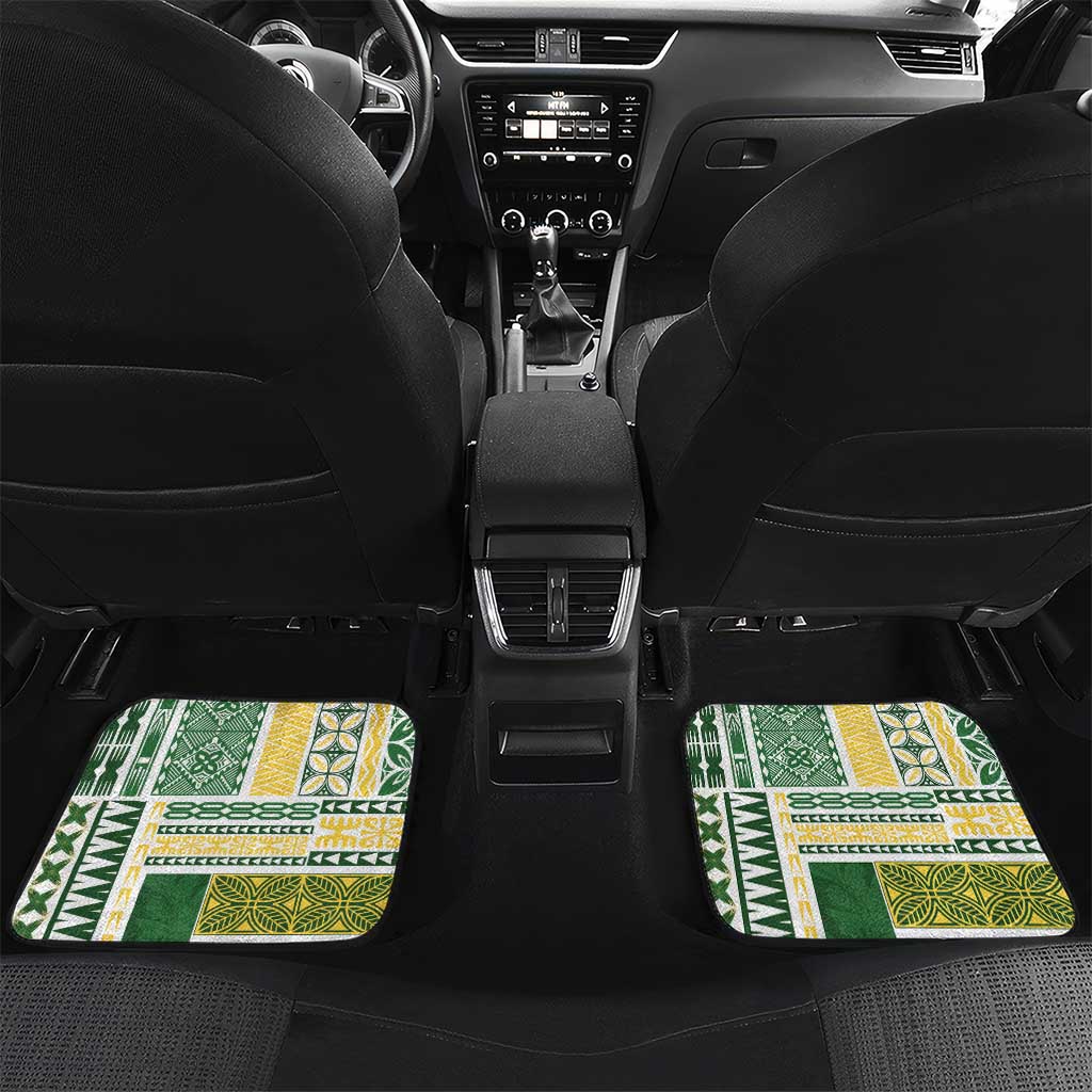 Samoa Uniting Party Car Mats SUP Est 2025 Siapo Pattern LT14 Set 2pcs - Back White - Polynesian Pride