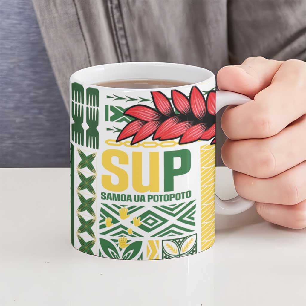 Samoa Uniting Party Ceramic Mug SUP Est 2025 Siapo Pattern LT14 - Polynesian Pride