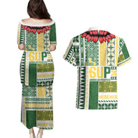 Samoa Uniting Party Couples Matching Puletasi and Hawaiian Shirt SUP Est 2025 Siapo Pattern LT14 - Polynesian Pride