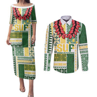 Samoa Uniting Party Couples Matching Puletasi and Long Sleeve Button Shirt SUP Est 2025 Siapo Pattern LT14 White - Polynesian Pride