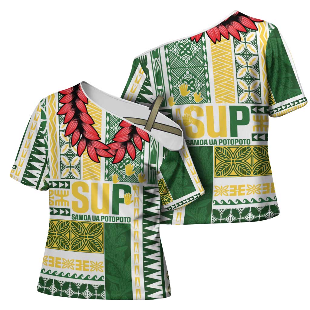 Samoa Uniting Party Cross Shoulder Shirt SUP Est 2025 Siapo Pattern LT14 - Polynesian Pride