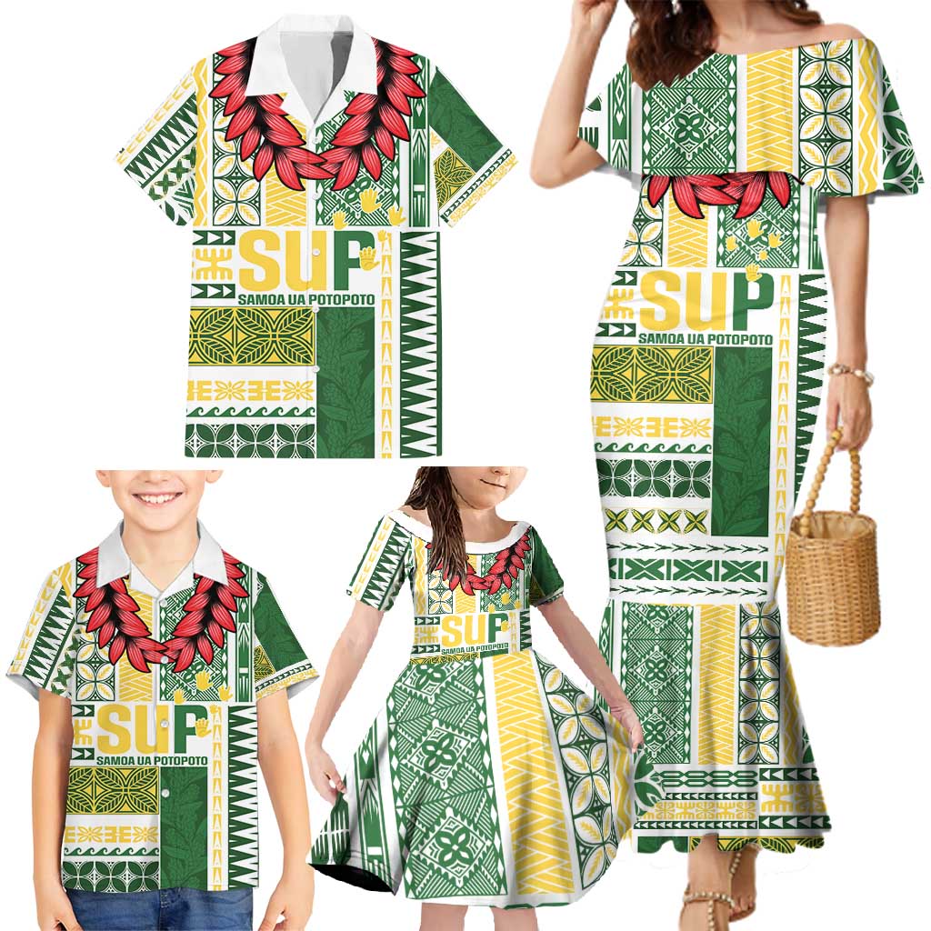 Samoa Uniting Party Family Matching Mermaid Dress and Hawaiian Shirt SUP Est 2025 Siapo Pattern - Polynesian Pride
