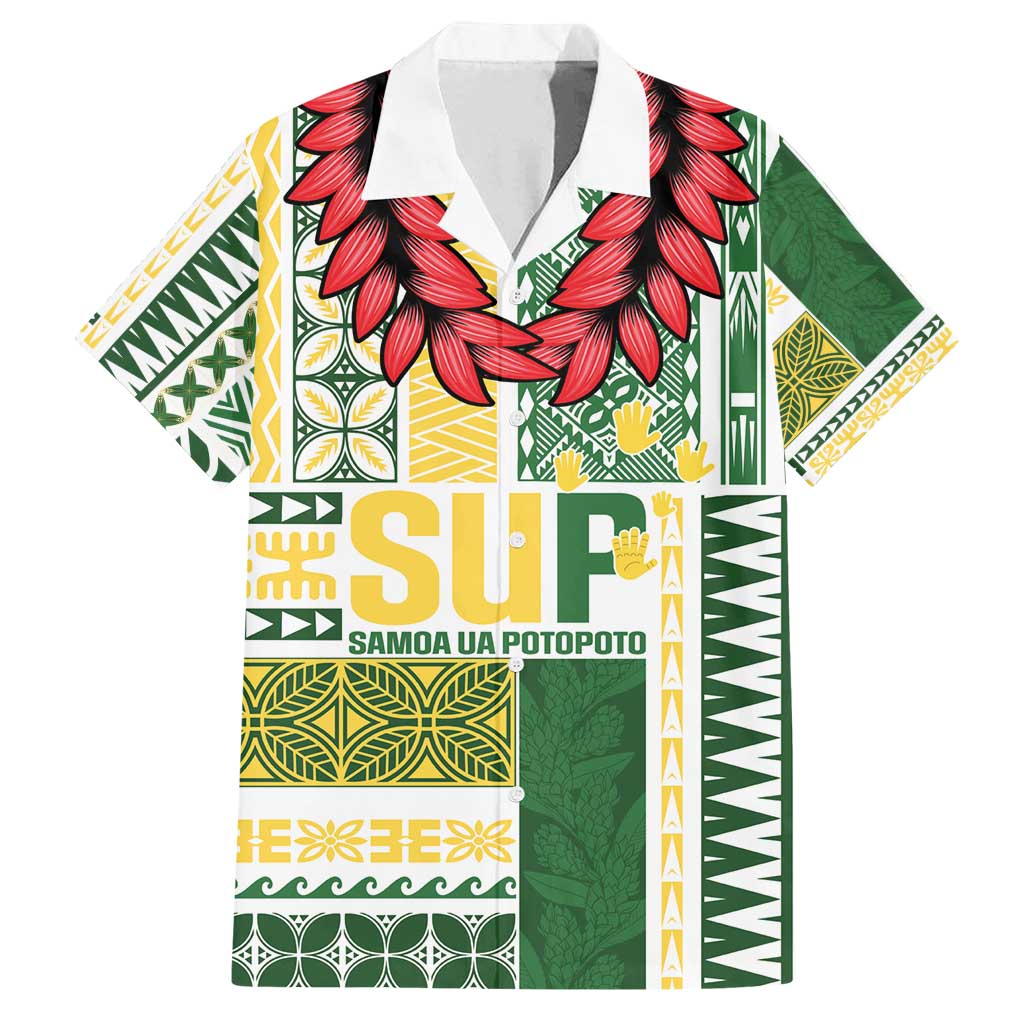 Samoa Uniting Party Family Matching Off Shoulder Short Dress and Hawaiian Shirt SUP Est 2025 Siapo Pattern - Polynesian Pride
