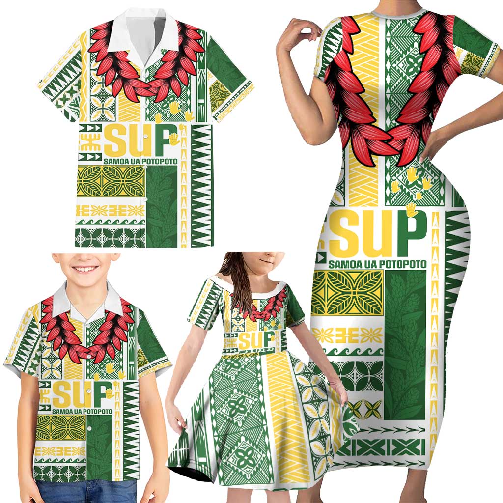 Samoa Uniting Party Family Matching Short Sleeve Bodycon Dress and Hawaiian Shirt SUP Est 2025 Siapo Pattern - Polynesian Pride