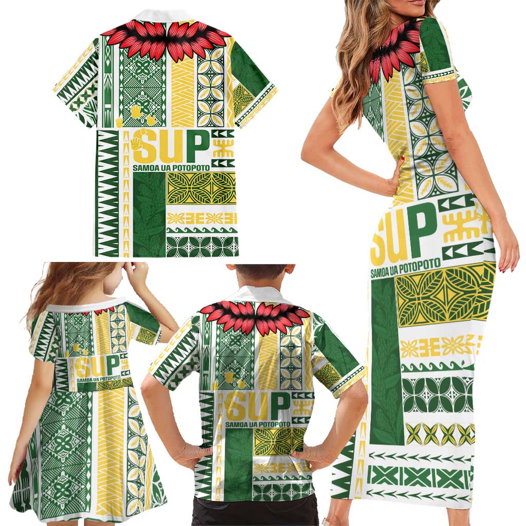 Samoa Uniting Party Family Matching Short Sleeve Bodycon Dress and Hawaiian Shirt SUP Est 2025 Siapo Pattern - Polynesian Pride
