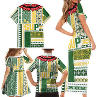 Samoa Uniting Party Family Matching Short Sleeve Bodycon Dress and Hawaiian Shirt SUP Est 2025 Siapo Pattern - Polynesian Pride
