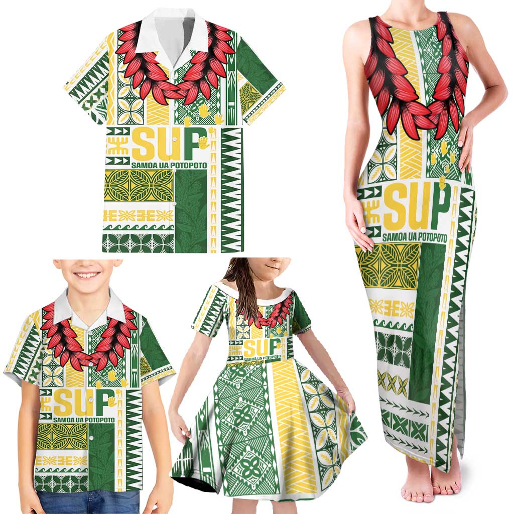 Samoa Uniting Party Family Matching Tank Maxi Dress and Hawaiian Shirt SUP Est 2025 Siapo Pattern - Polynesian Pride