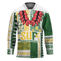 Samoa Uniting Party Hockey Jersey SUP Est 2025 Siapo Pattern LT14 Unisex White - Polynesian Pride