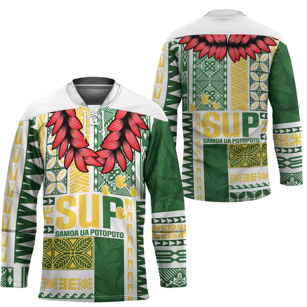 Samoa Uniting Party Hockey Jersey SUP Est 2025 Siapo Pattern LT14 - Polynesian Pride