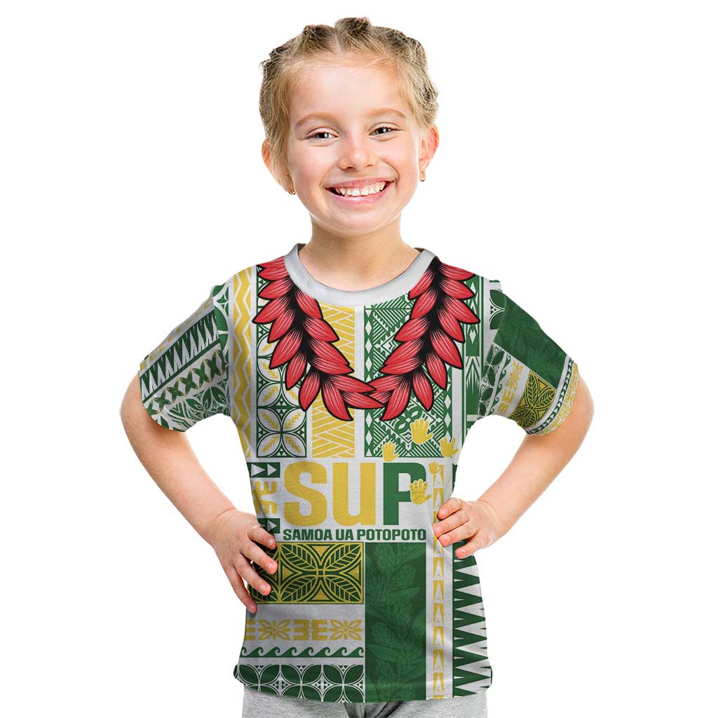 Samoa Uniting Party Kid T Shirt SUP Est 2025 Siapo Pattern - Polynesian Pride