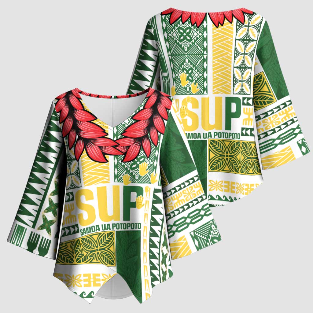 Samoa Uniting Party Kimono Sleeve Blouse SUP Est 2025 Siapo Pattern LT14 - Polynesian Pride