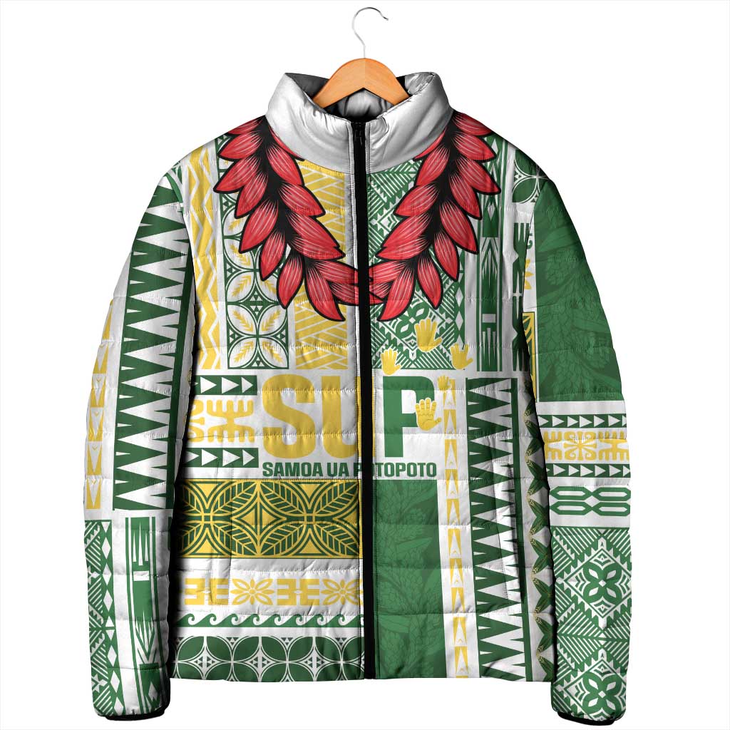 Samoa Uniting Party Padded Jacket SUP Est 2025 Siapo Pattern LT14 - Polynesian Pride