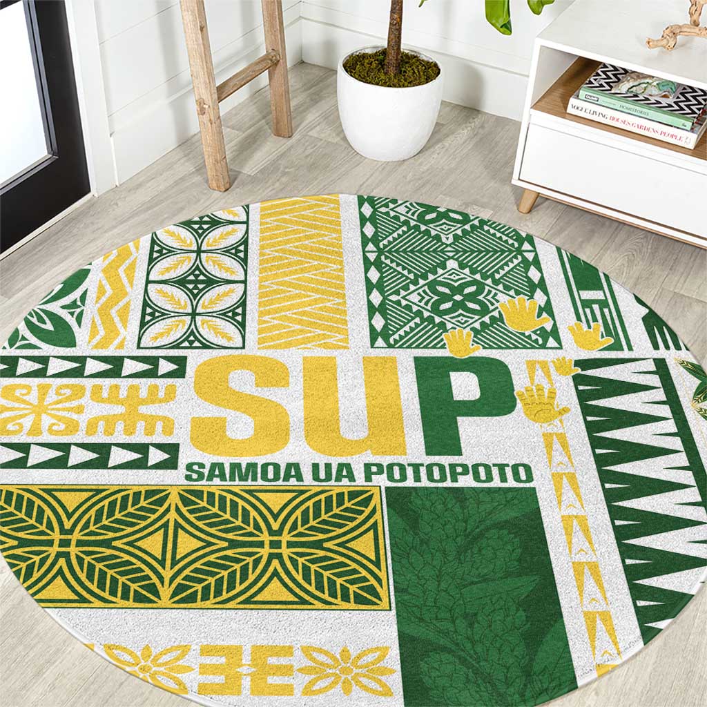 Samoa Uniting Party Round Carpet SUP Est 2025 Siapo Pattern - Polynesian Pride