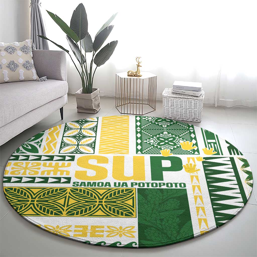 Samoa Uniting Party Round Carpet SUP Est 2025 Siapo Pattern - Polynesian Pride