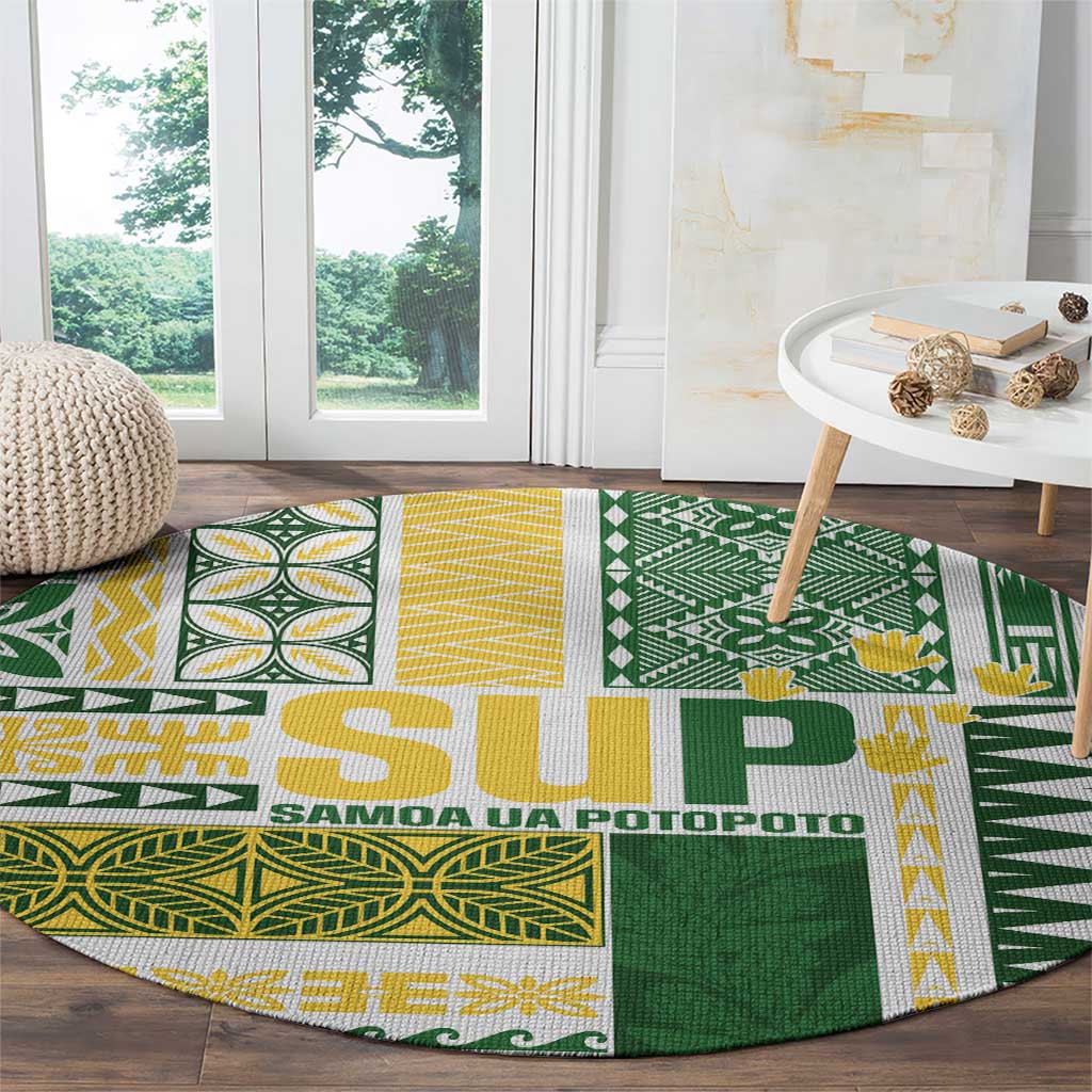 Samoa Uniting Party Round Carpet SUP Est 2025 Siapo Pattern - Polynesian Pride