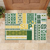 Samoa Uniting Party Rubber Doormat SUP Est 2025 Siapo Pattern LT14 White - Polynesian Pride