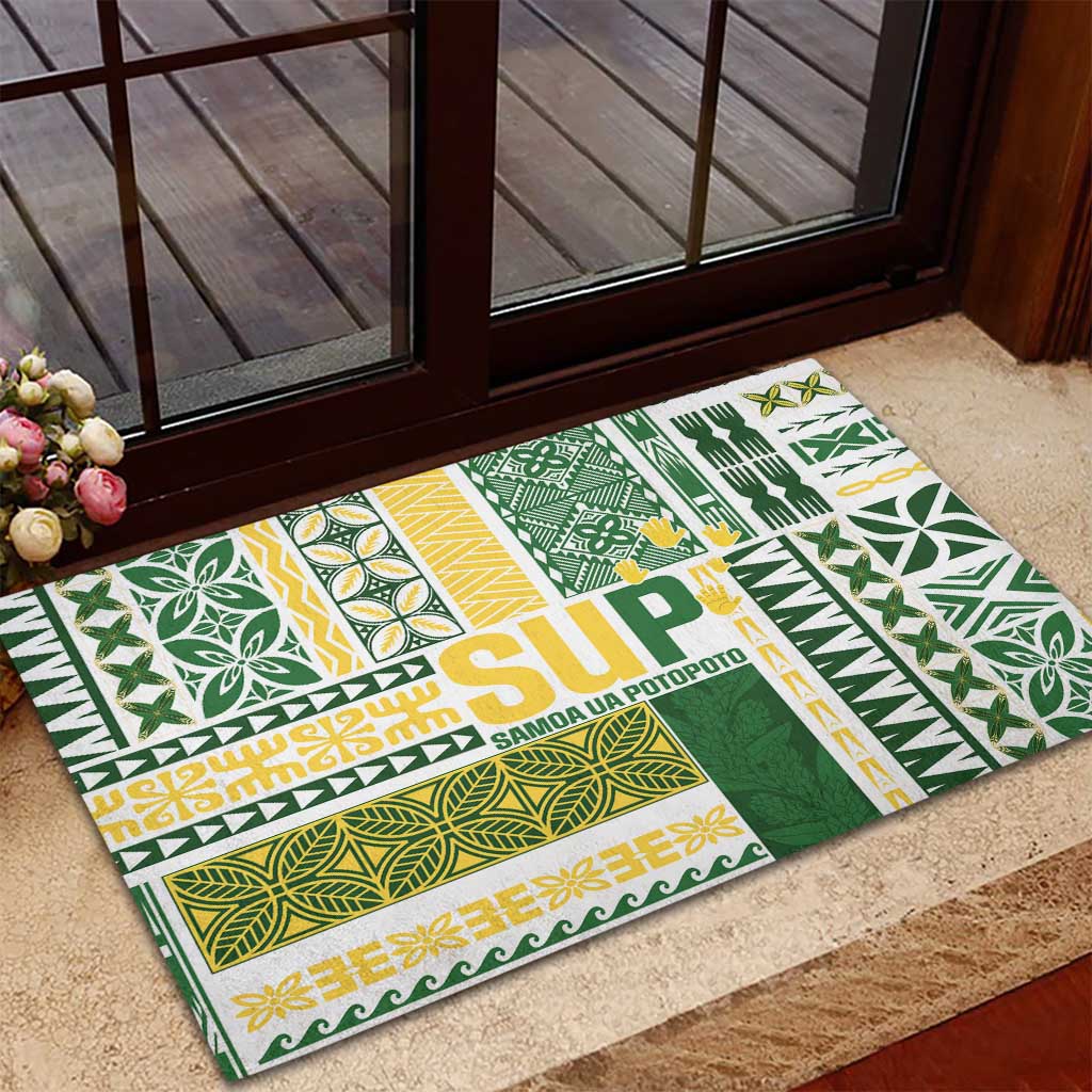 Samoa Uniting Party Rubber Doormat SUP Est 2025 Siapo Pattern LT14 - Polynesian Pride