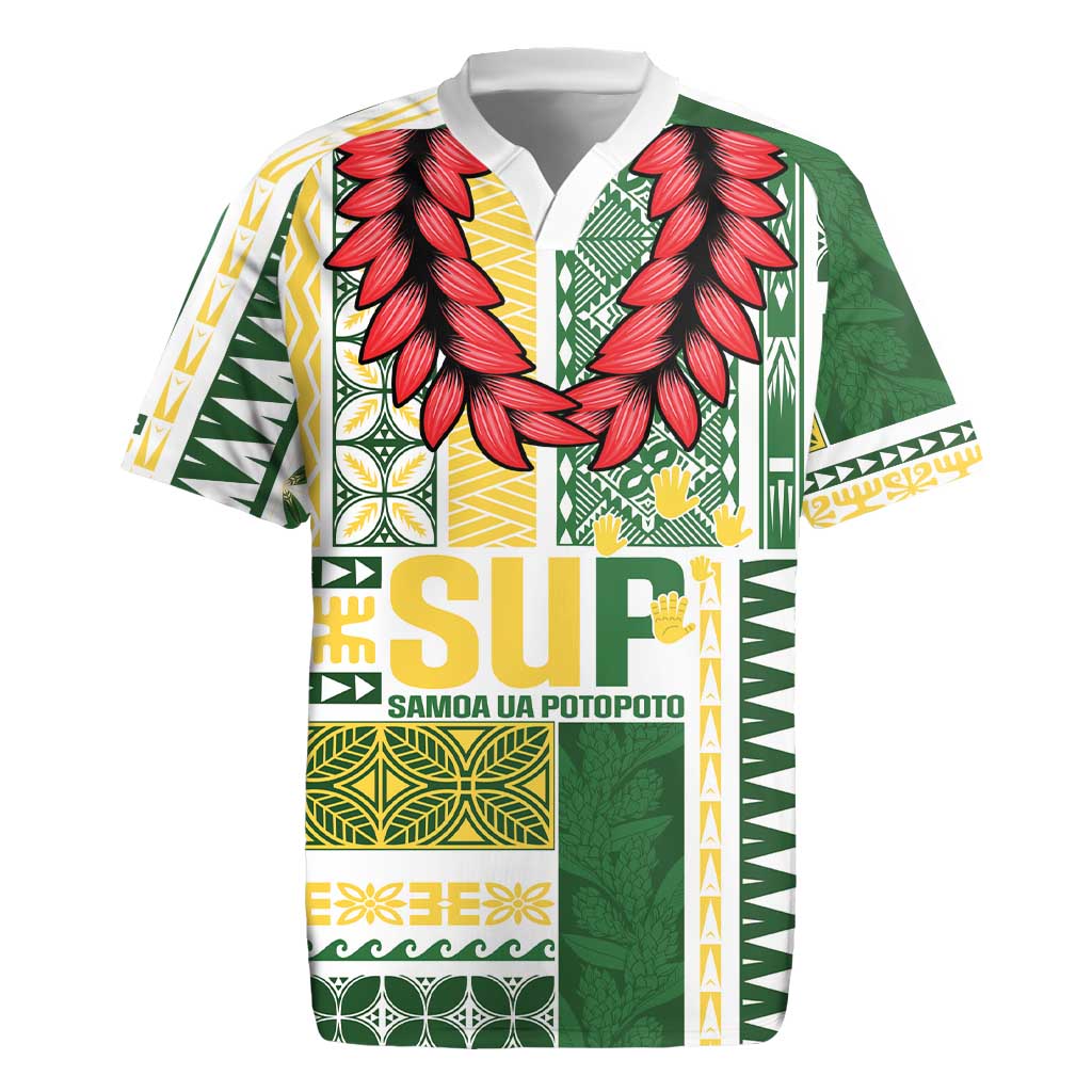Samoa Uniting Party Rugby Jersey SUP Est 2025 Siapo Pattern LT14 White - Polynesian Pride