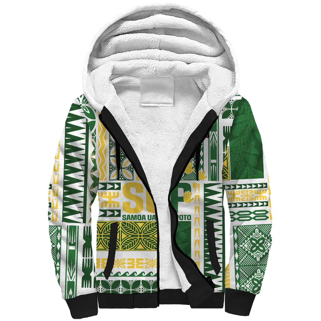 Samoa Uniting Party Sherpa Hoodie SUP Est 2025 Siapo Pattern LT14 Unisex White - Polynesian Pride