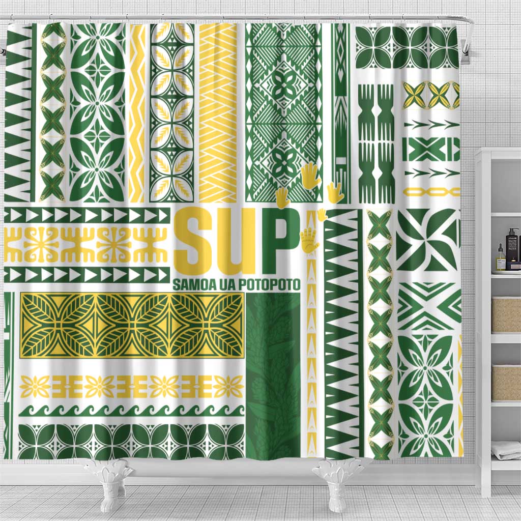 Samoa Uniting Party Shower Curtain SUP Est 2025 Siapo Pattern - Polynesian Pride