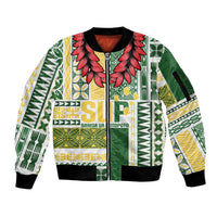 Samoa Uniting Party Sleeve Zip Bomber Jacket SUP Est 2025 Siapo Pattern - Polynesian Pride