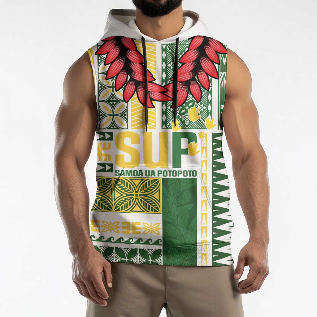 Samoa Uniting Party Sleeveless Hoodie SUP Est 2025 Siapo Pattern LT14 - Polynesian Pride