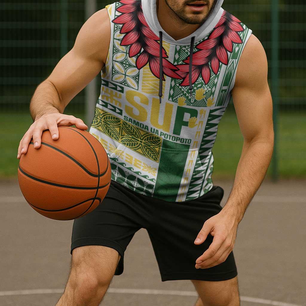 Samoa Uniting Party Sleeveless Hoodie SUP Est 2025 Siapo Pattern LT14 - Polynesian Pride
