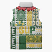 Samoa Uniting Party Sleeveless Puffer Jacket SUP Est 2025 Siapo Pattern LT14 - Polynesian Pride