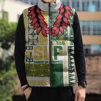 Samoa Uniting Party Sleeveless Puffer Jacket SUP Est 2025 Siapo Pattern LT14 - Polynesian Pride