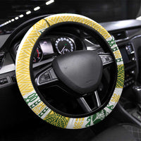 Samoa Uniting Party Steering Wheel Cover SUP Est 2025 Siapo Pattern LT14 Universal Fit White - Polynesian Pride