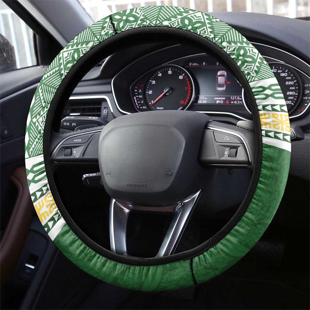 Samoa Uniting Party Steering Wheel Cover SUP Est 2025 Siapo Pattern LT14 - Polynesian Pride