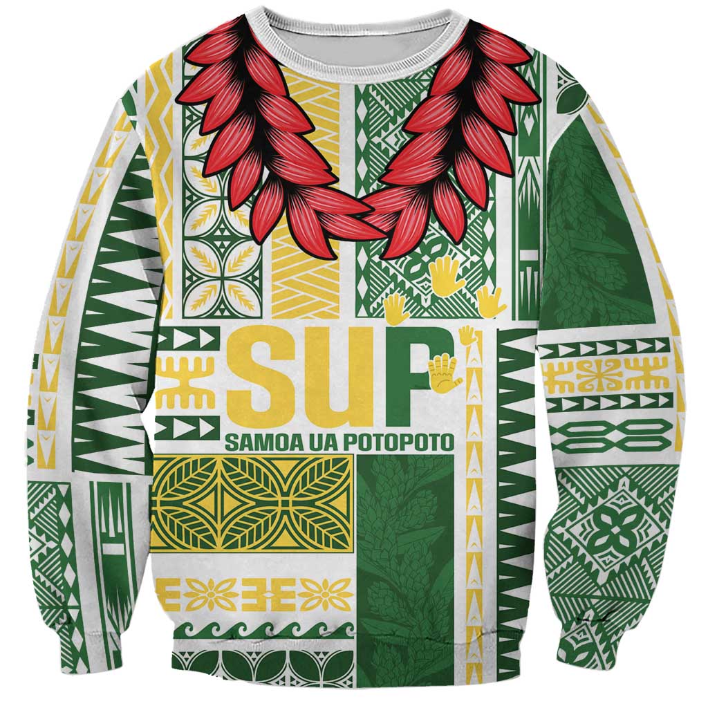 Samoa Uniting Party Sweatshirt SUP Est 2025 Siapo Pattern LT14 Unisex White - Polynesian Pride