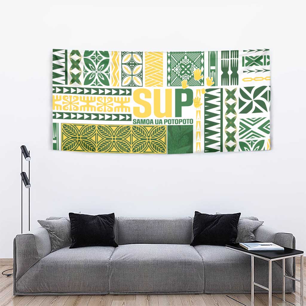 Samoa Uniting Party Tapestry SUP Est 2025 Siapo Pattern - Polynesian Pride