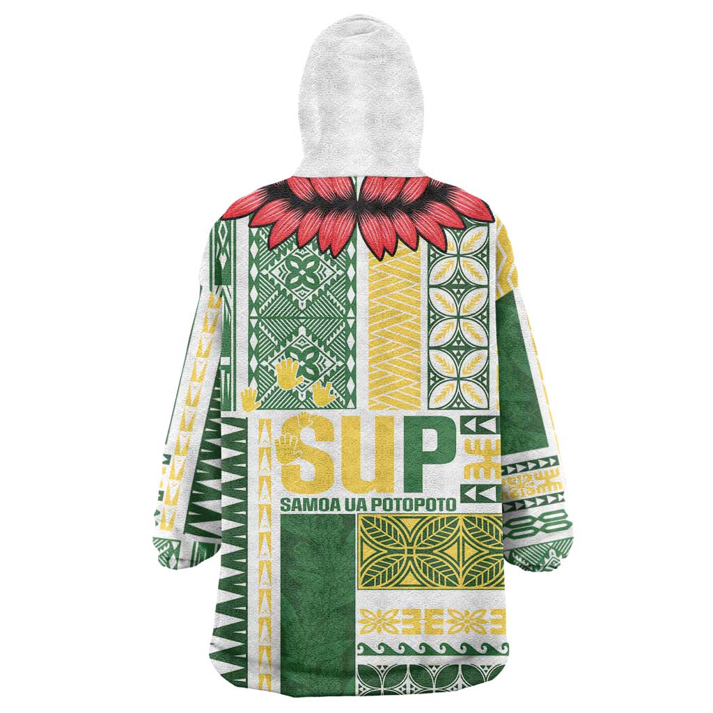 Samoa Uniting Party Wearable Blanket Hoodie SUP Est 2025 Siapo Pattern LT14 - Polynesian Pride
