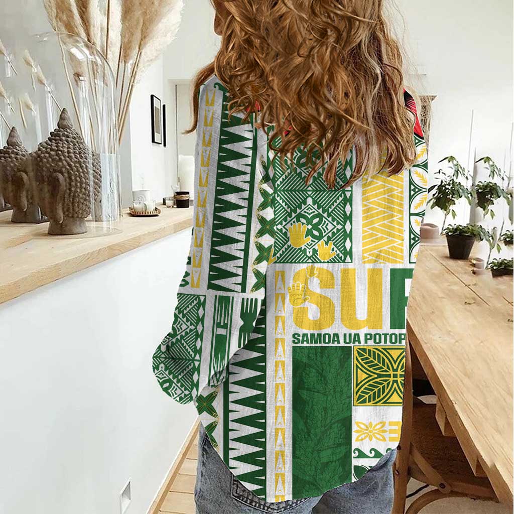 Samoa Uniting Party Women Casual Shirt SUP Est 2025 Siapo Pattern - Polynesian Pride