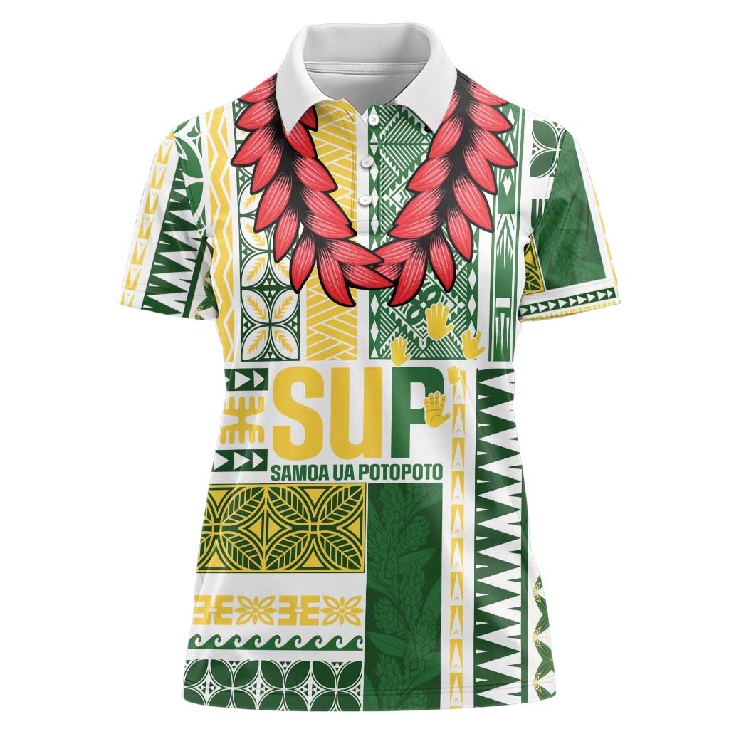 Samoa Uniting Party Women Polo Shirt SUP Est 2025 Siapo Pattern - Polynesian Pride