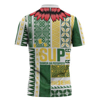 Samoa Uniting Party Zipper Polo Shirt SUP Est 2025 Siapo Pattern LT14 - Polynesian Pride