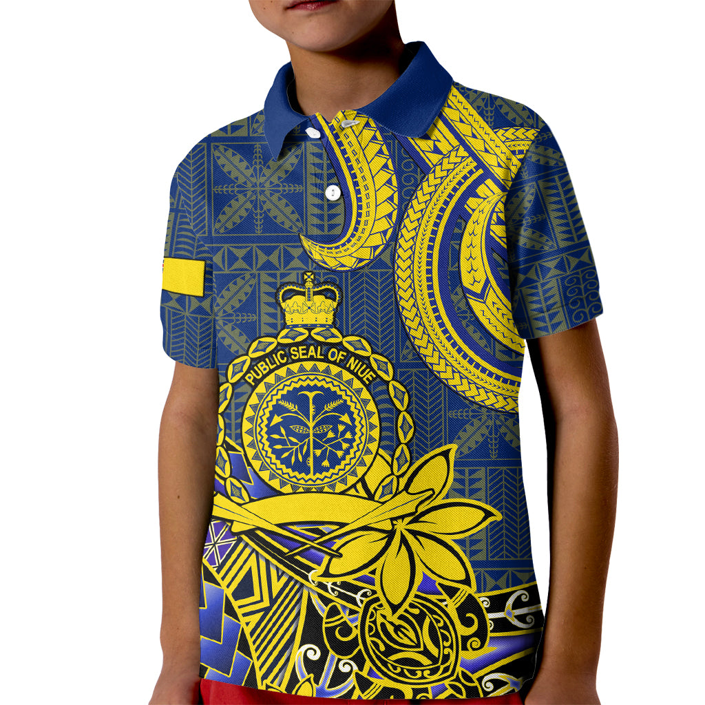 Niue Peniamina Gospel Day Kid Polo Shirt Unique Niean Hiapo LT14 Kid Blue - Polynesian Pride