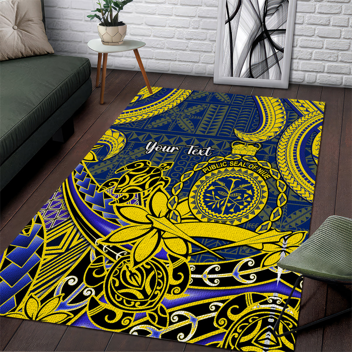 Personalised Niue Peniamina Gospel Day Area Rug Unique Niean Hiapo LT14 Blue - Polynesian Pride