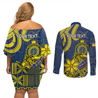Personalised Niue Peniamina Gospel Day Couples Matching Off Shoulder Short Dress and Long Sleeve Button Shirts Unique Niean Hiapo LT14 - Polynesian Pride
