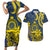 Personalised Niue Peniamina Gospel Day Couples Matching Short Sleeve Bodycon Dress and Hawaiian Shirt Unique Niean Hiapo LT14 Blue - Polynesian Pride