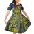 Personalised Niue Peniamina Gospel Day Family Matching Off Shoulder Short Dress and Hawaiian Shirt Unique Niean Hiapo LT14 Daughter's Dress Blue - Polynesian Pride